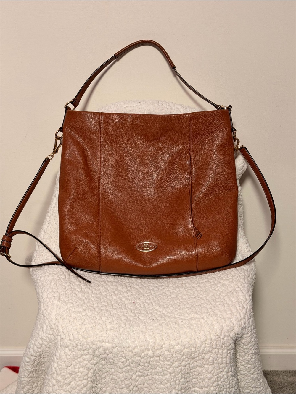 Coach Cognac Pebbled Leather Shoulder Bag